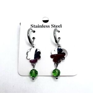 Lucky Clover Earrings with Green Accents, St Patrick’s Day
